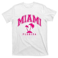 Miami Beach Florida Palms Palm Trees Preppy Varsity Pink T-Shirt