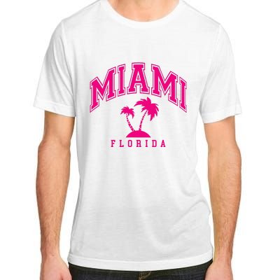 Miami Beach Florida Palms Palm Trees Preppy Varsity Pink Adult ChromaSoft Performance T-Shirt