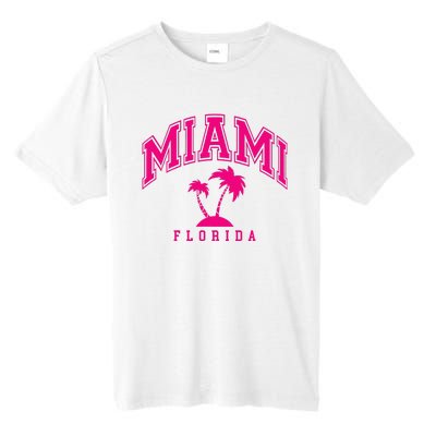 Miami Beach Florida Palms Palm Trees Preppy Varsity Pink Tall Fusion ChromaSoft Performance T-Shirt