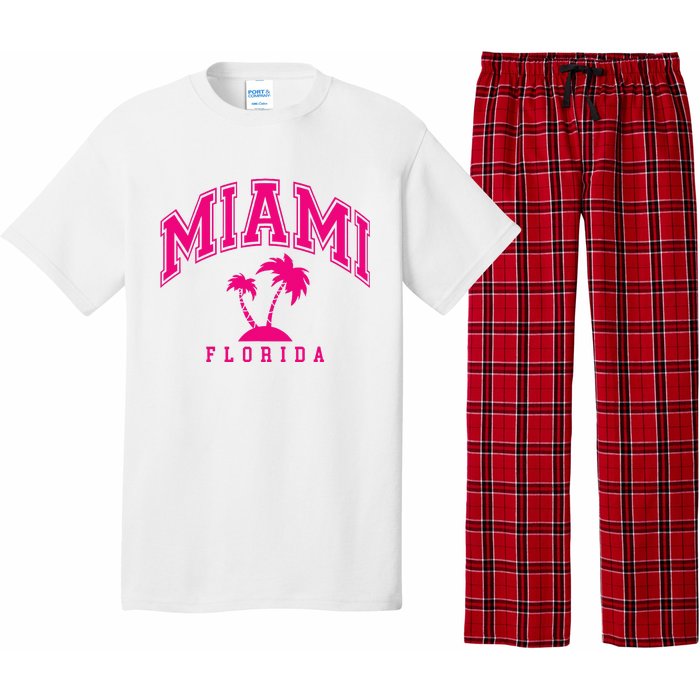 Miami Beach Florida Palms Palm Trees Preppy Varsity Pink Pajama Set