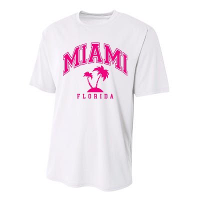 Miami Beach Florida Palms Palm Trees Preppy Varsity Pink Performance Sprint T-Shirt