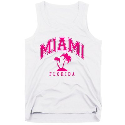 Miami Beach Florida Palms Palm Trees Preppy Varsity Pink Tank Top