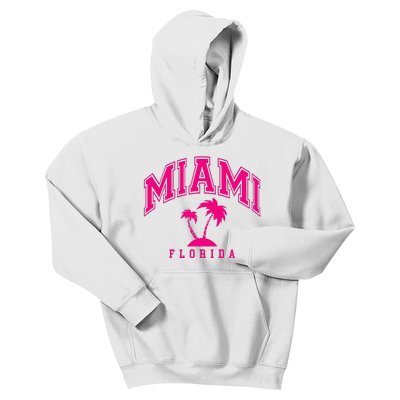 Miami Beach Florida Palms Palm Trees Preppy Varsity Pink Kids Hoodie