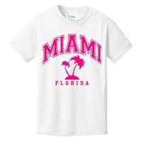 Miami Beach Florida Palms Palm Trees Preppy Varsity Pink Kids T-Shirt