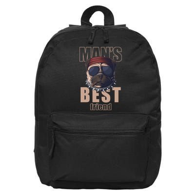 Mans Best Friend Bulldog Funny Dog Lover 16 in Basic Backpack