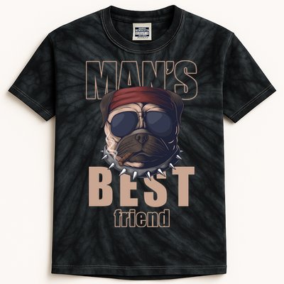 Mans Best Friend Bulldog Funny Dog Lover Kids Tie-Dye T-Shirt