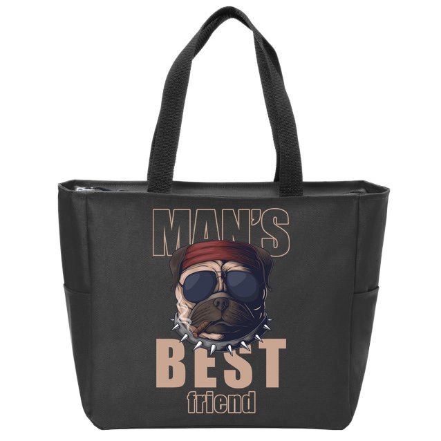 Mans Best Friend Bulldog Funny Dog Lover Zip Tote Bag