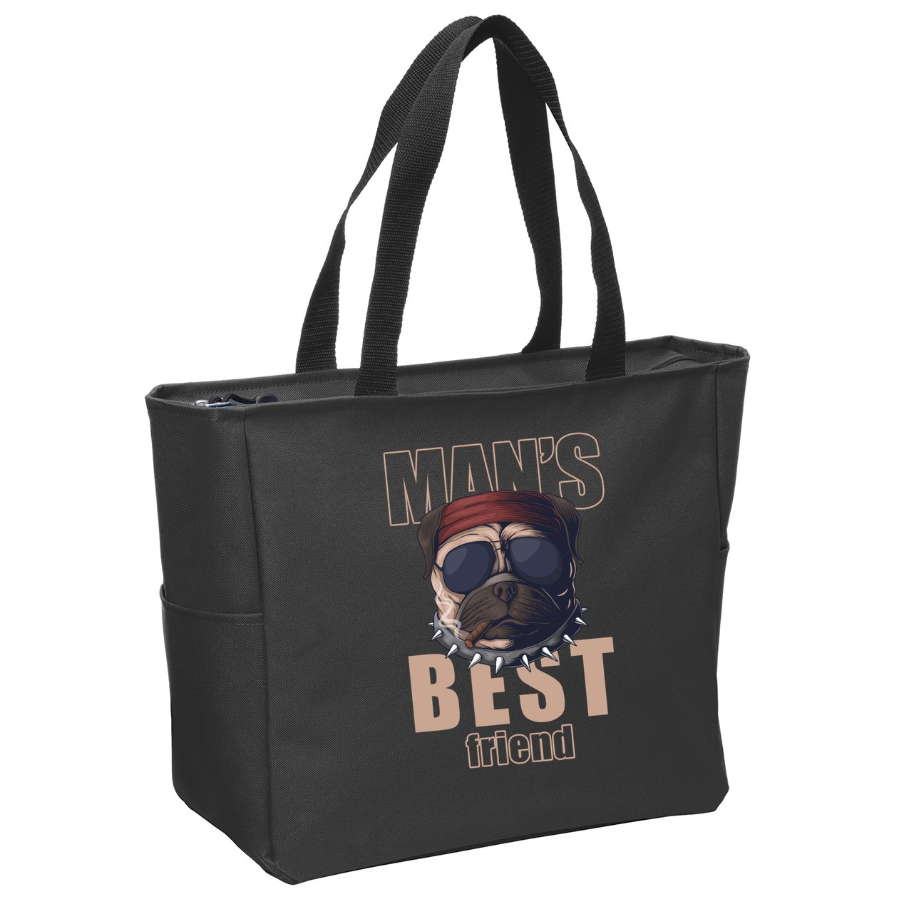 Mans Best Friend Bulldog Funny Dog Lover Zip Tote Bag