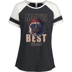 Mans Best Friend Bulldog Funny Dog Lover Enza Ladies Jersey Colorblock Tee