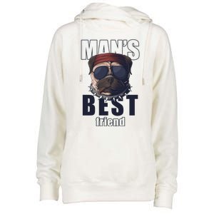 Mans Best Friend Bulldog Funny Dog Lover Womens Funnel Neck Pullover Hood