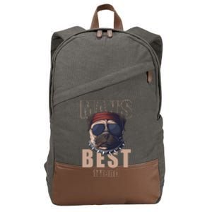 Mans Best Friend Bulldog Funny Dog Lover Cotton Canvas Backpack