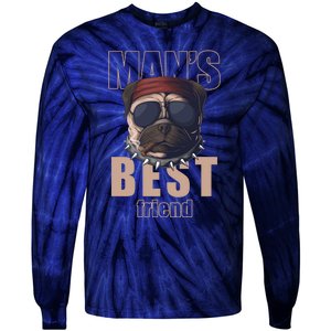 Mans Best Friend Bulldog Funny Dog Lover Tie-Dye Long Sleeve Shirt