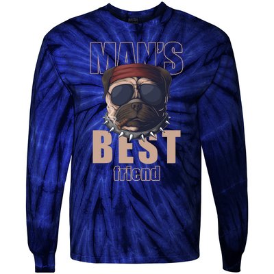 Mans Best Friend Bulldog Funny Dog Lover Tie-Dye Long Sleeve Shirt