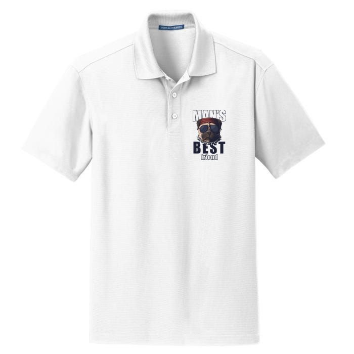 Mans Best Friend Bulldog Funny Dog Lover Dry Zone Grid Polo