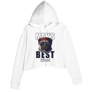 Mans Best Friend Bulldog Funny Dog Lover Crop Fleece Hoodie