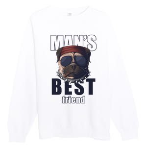 Mans Best Friend Bulldog Funny Dog Lover Premium Crewneck Sweatshirt