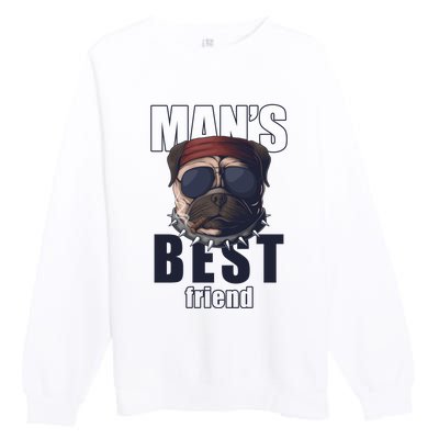 Mans Best Friend Bulldog Funny Dog Lover Premium Crewneck Sweatshirt