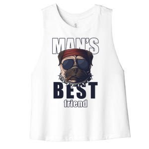 Mans Best Friend Bulldog Funny Dog Lover Women's Racerback Cropped Tank