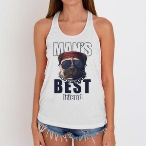 Mans Best Friend Bulldog Funny Dog Lover Women's Knotted Racerback Tank