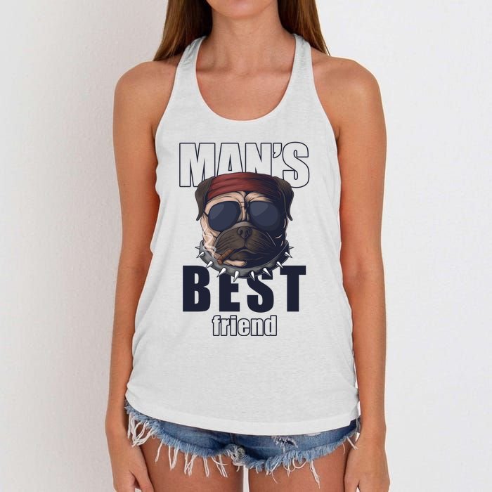 Mans Best Friend Bulldog Funny Dog Lover Women's Knotted Racerback Tank