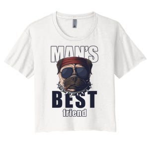 Mans Best Friend Bulldog Funny Dog Lover Women's Crop Top Tee