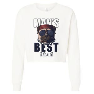 Mans Best Friend Bulldog Funny Dog Lover Cropped Pullover Crew