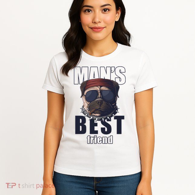 Mans Best Friend Bulldog Funny Dog Lover Womens T-Shirt