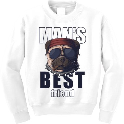 Mans Best Friend Bulldog Funny Dog Lover Kids Sweatshirt