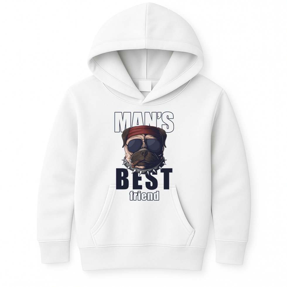 Mans Best Friend Bulldog Funny Dog Lover Kids Hoodie