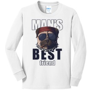 Mans Best Friend Bulldog Funny Dog Lover Kids Long Sleeve Shirt