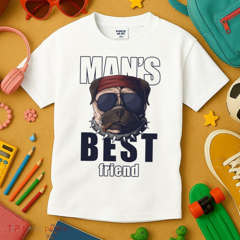Mans Best Friend Bulldog Funny Dog Lover Kids T-Shirt