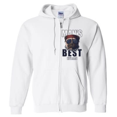 Mans Best Friend Bulldog Funny Dog Lover Full Zip Hoodie