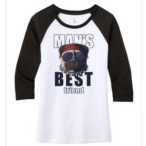 Mans Best Friend Bulldog Funny Dog Lover Women's Tri-Blend 3/4-Sleeve Raglan Shirt