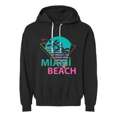 Miami Beach Florida Proud Floridian Retro Palms Trees Garment-Dyed Fleece Hoodie