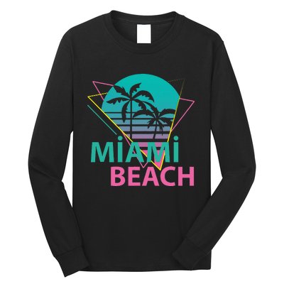 Miami Beach Florida Proud Floridian Retro Palms Trees Long Sleeve Shirt