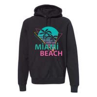 Miami Beach Florida Proud Floridian Retro Palms Trees Premium Hoodie