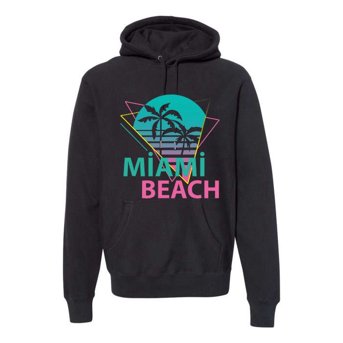 Miami Beach Florida Proud Floridian Retro Palms Trees Premium Hoodie