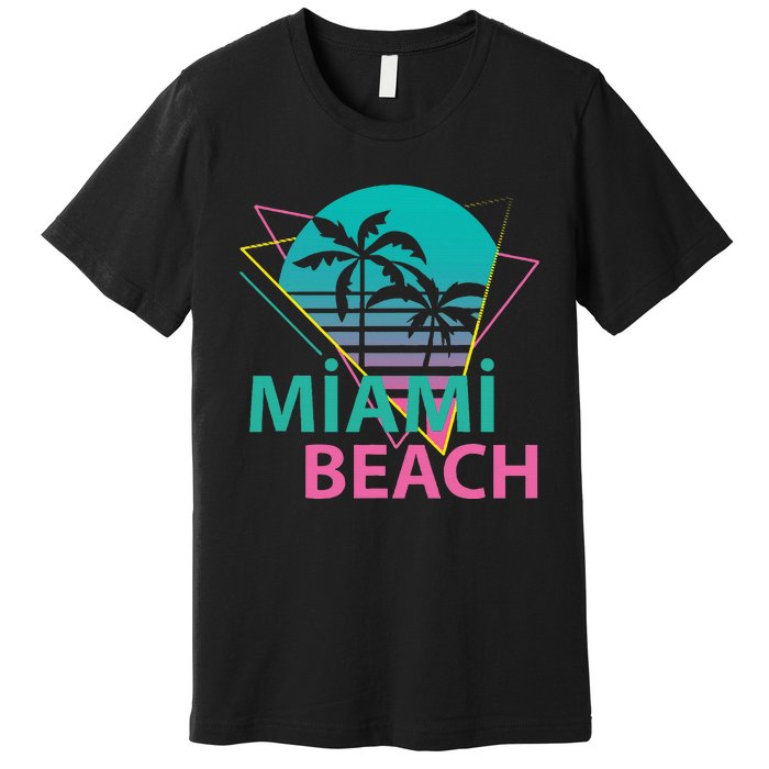 Miami Beach Florida Proud Floridian Retro Palms Trees Premium T-Shirt