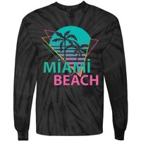 Miami Beach Florida Proud Floridian Retro Palms Trees Tie-Dye Long Sleeve Shirt