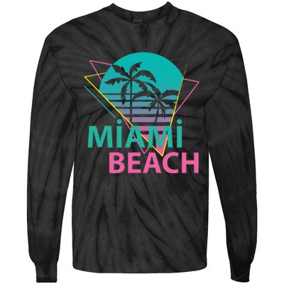 Miami Beach Florida Proud Floridian Retro Palms Trees Tie-Dye Long Sleeve Shirt