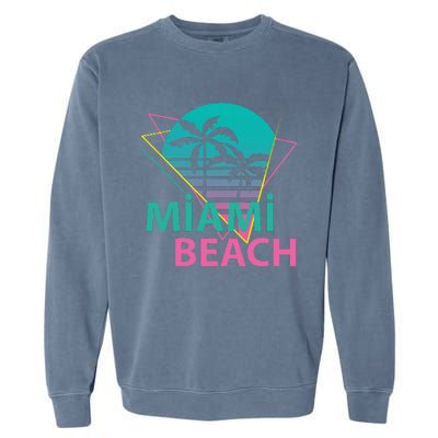 Miami Beach Florida Proud Floridian Retro Palms Trees Garment-Dyed Sweatshirt