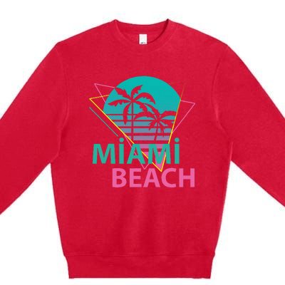 Miami Beach Florida Proud Floridian Retro Palms Trees Premium Crewneck Sweatshirt