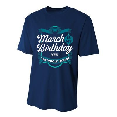 March Birthday Funny March is my Birthday Performance Sprint T-Shirt