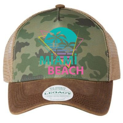 Miami Beach Florida Proud Floridian Retro Palms Trees Legacy Tie Dye Trucker Hat