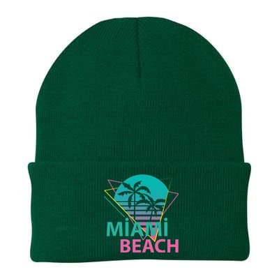 Miami Beach Florida Proud Floridian Retro Palms Trees Knit Cap Winter Beanie