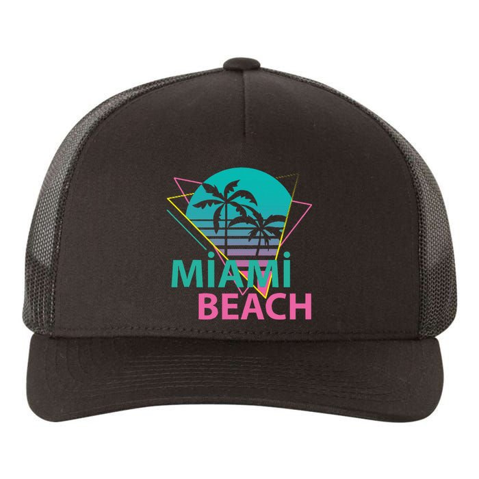 Miami Beach Florida Proud Floridian Retro Palms Trees Yupoong Adult 5-Panel Trucker Hat