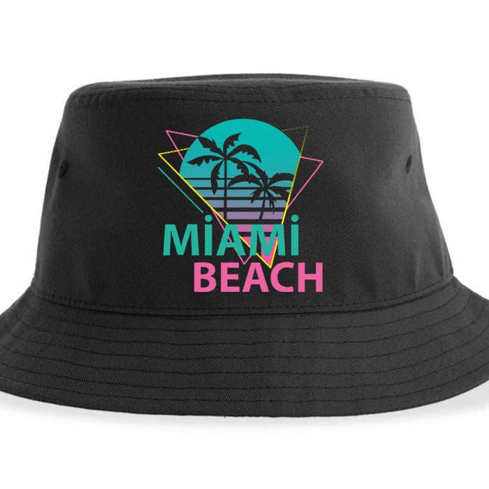 Miami Beach Florida Proud Floridian Retro Palms Trees Sustainable Bucket Hat