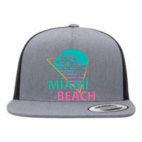 Miami Beach Florida Proud Floridian Retro Palms Trees Flat Bill Trucker Hat