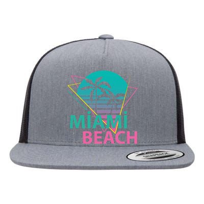 Miami Beach Florida Proud Floridian Retro Palms Trees Flat Bill Trucker Hat