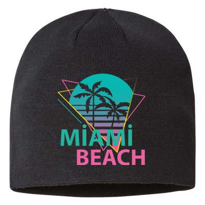 Miami Beach Florida Proud Floridian Retro Palms Trees Sustainable Beanie